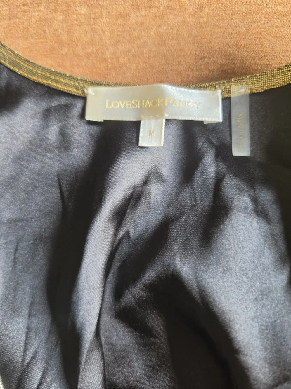 LoveShackFancy Missy Shine Crop Top & Nolita Skirt Set Metallic Gold Sz M